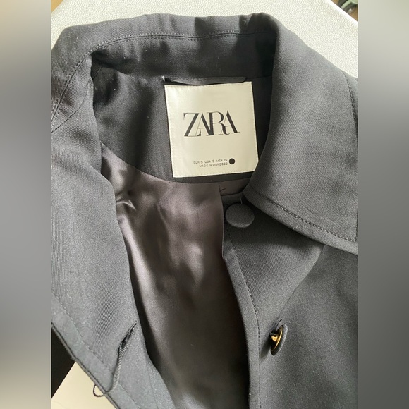 Zara Wool Blend Frock Coat Jacket Lapel collar ZW Collection Black size S NWT - Picture 14 of 16